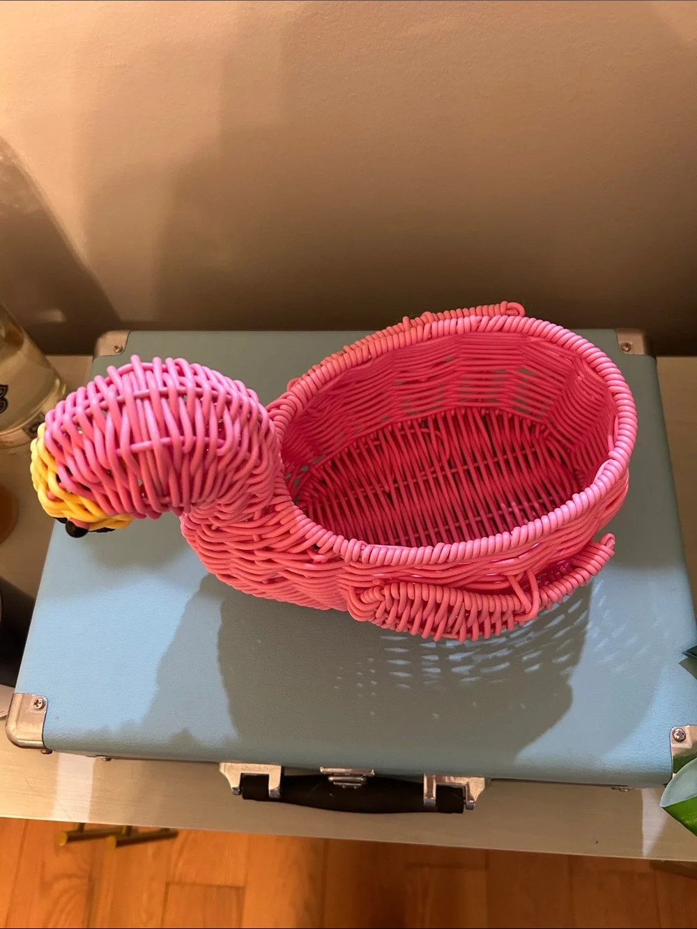 Pink Flamingo Woven Basket - Decorative Storage